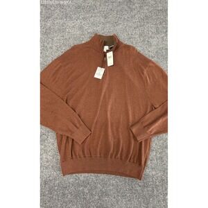Enro Platinum Men's Rust Brown 100% Cotton 1/4 Zip Sweater Pullover XL NWT